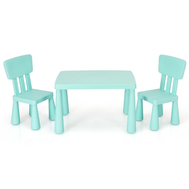 Ensemble de sièges pour enfants 3 pièces, table pour enfants avec 2 chaises, meubles pour enfants en plastique, vert
