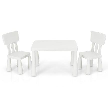 3-piece children's seating set, children's table with 2 chairs, children's furniture made of white plastic