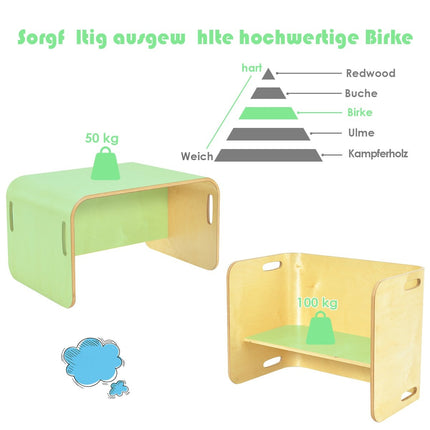 3-teiliges Kindertisch-Stühle-Set Kindersitzgruppe Holz Kindermöbel Lerntisch Natur