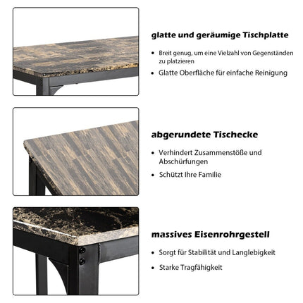 Ensemble de table à manger 3 pièces, ensemble de table de bar avec 2 tabourets de bar rembourrés, structure en métal, marron
