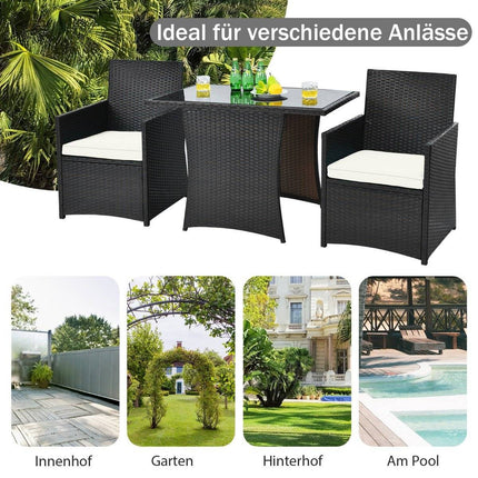 Ensemble de salle à manger de patio 3 pièces. Ensemble bistro compact en rotin synthétique avec plateau de table.
