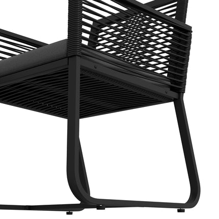 Rattan-Gartenmöbel mit Kissen – 3-teilig, schwarz