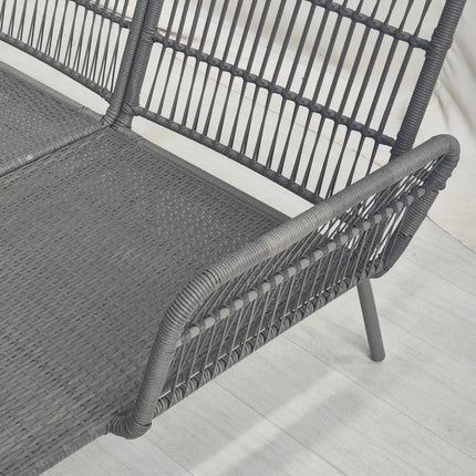 Rattan garden furniture with cushions - 3 pieces, light grey