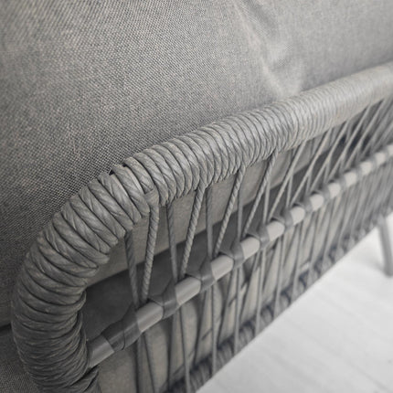 Rattan garden furniture with cushions - 3 pieces, light grey