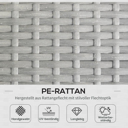 Rattan garden furniture with cushions - 3 pieces, light grey