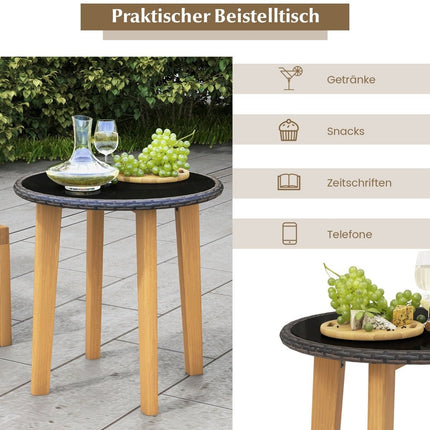 Ensemble de meubles de jardin en rotin 3 pièces, ensemble de sièges de jardin, 2 chaises en osier, table d'appoint en verre et coussins