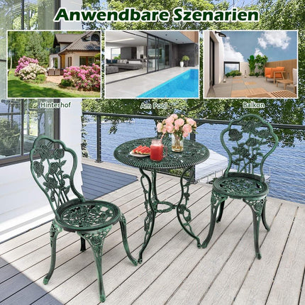 Ensemble de bistrot antique 3 pièces, ensemble de sièges de style rose, ensemble de balcon, ensemble de jardin avec 2 chaises