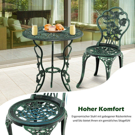 Ensemble de bistrot antique 3 pièces, ensemble de sièges de style rose, ensemble de balcon, ensemble de jardin avec 2 chaises