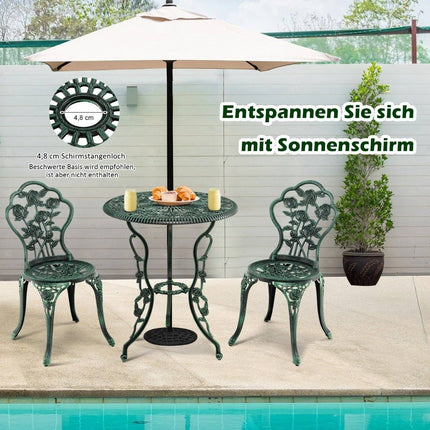 Ensemble de bistrot antique 3 pièces, ensemble de sièges de style rose, ensemble de balcon, ensemble de jardin avec 2 chaises