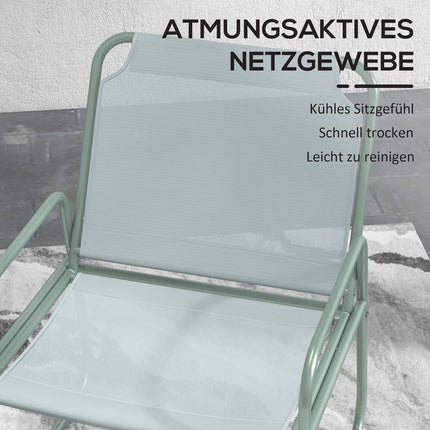 3-teiliges grünes Bistrotisch-Set mit Stühlen aus Netzgewebe