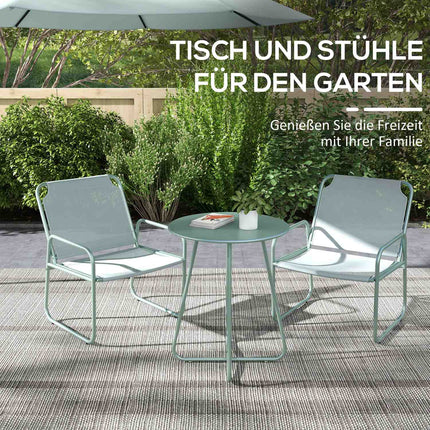 3-teiliges grünes Bistrotisch-Set mit Stühlen aus Netzgewebe