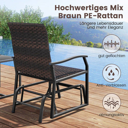 3 pieces Rattan balcony furniture set Balcony set with 2 chairs & table Garden furniture with padded seat