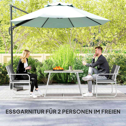 Light gray 3-piece dining room set - table and chairs for 2