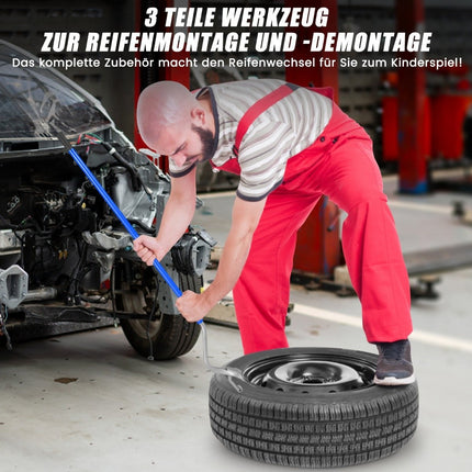 3-teiliges Reifenwechselwerkzeug mit Stahlwulsthalter blau