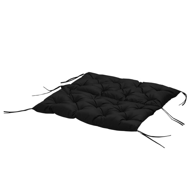 Schwarzes 3-Sitzer-Bankpolster mit Gurten - 100x98x8 cm