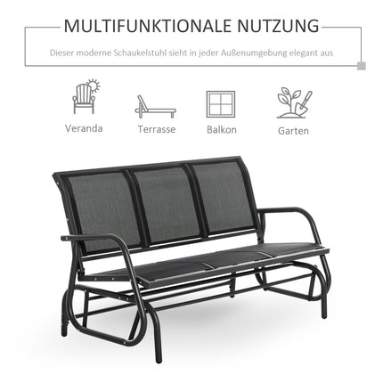 3-Sitzer Metall-Gartenschaukelbank, wetterfest, schwarz