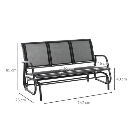 3-Sitzer Metall-Gartenschaukelbank, wetterfest, schwarz