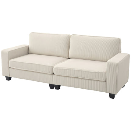Cremeweißes 3-Sitzer-Sofa mit Armlehnen & Rückenkissen
