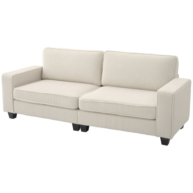 Cream white 3-seater sofa with armrests & back cushions
