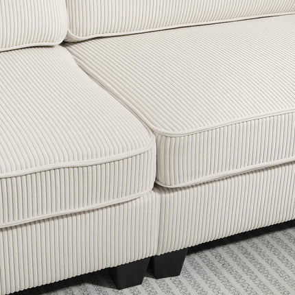 Cremeweißes 3-Sitzer-Sofa mit Armlehnen & Rückenkissen