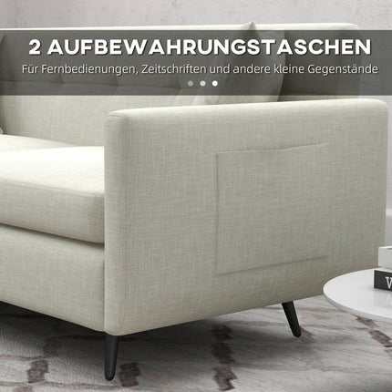 3-Sitzer-Sofa mit Armlehnen & Seitentasche, gepolstert