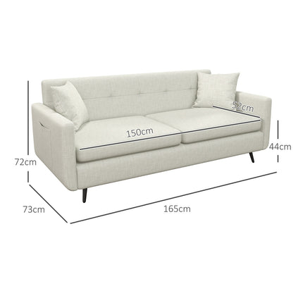 3-Sitzer-Sofa mit Armlehnen & Seitentasche, gepolstert