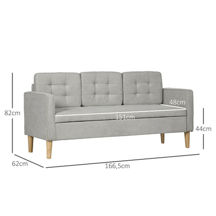 3-Sitzer Polstersofa mit Stauraum, Armlehnen, hellgrau