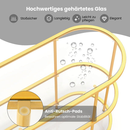 TV-meubel met 3 niveaus TV-standaard voor tv's tot 65 inch goud 140 x 41 x 82 cm
