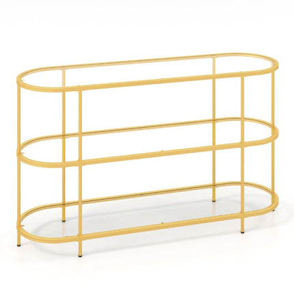 TV-meubel met 3 niveaus TV-standaard voor tv's tot 65 inch goud 140 x 41 x 82 cm