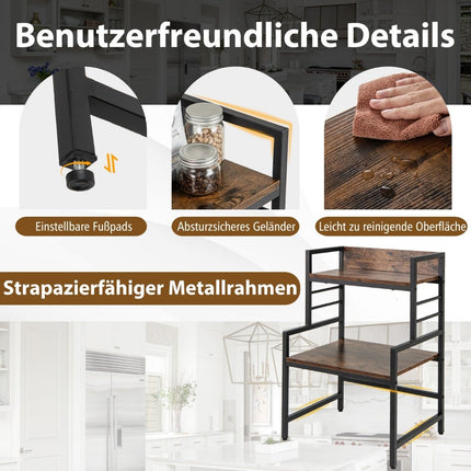 3-stöckiges Mikrowellenregal Mikrowellenständer mit 2 offenen Ablagen 52 x 42 x 78 cm