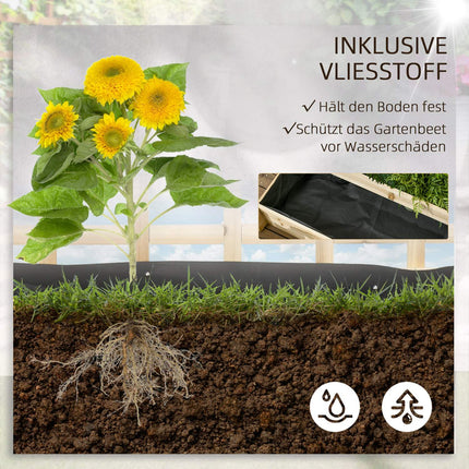 Raised wooden planter box with trellis - 95 x 95 x 110 cm