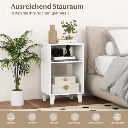 3-tier side table bedside table with shelves & legs 39.5 x 29.5 x 65 cm white
