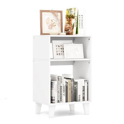 3-tier side table bedside table with shelves & legs 39.5 x 29.5 x 65 cm white