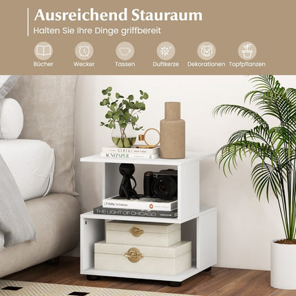 3-stufiger Beistelltisch Moderner Nachttisch Couchtisch mit Ablagen 39,5 x 39,5 x 45 cm Weiß