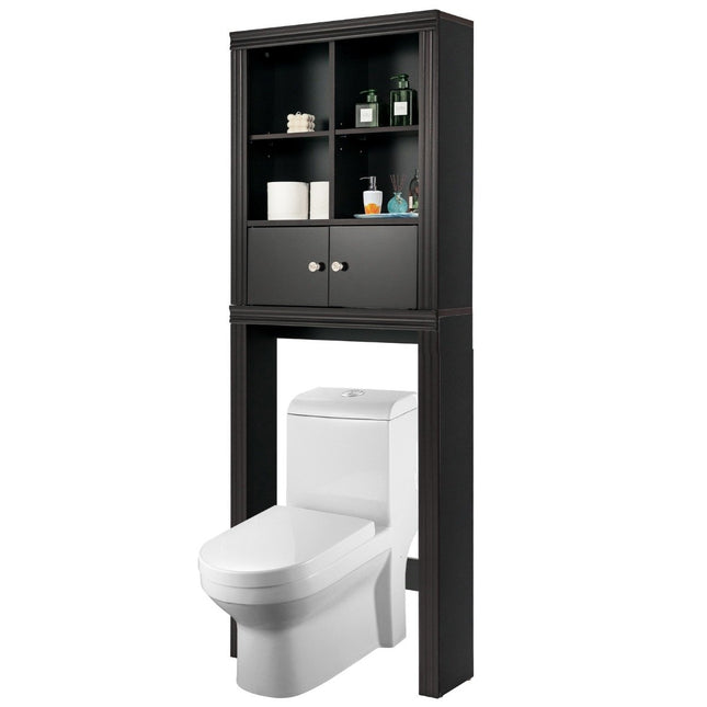 3-laags toiletplank ruimtebesparende badkamerplank met 4 open vakken 60 x 20 x 165 cm bruin