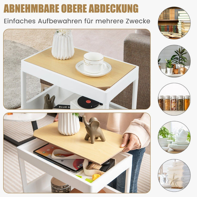 3-stöckiger Servierwagen mit Rädern und abnehmbarem Tablett