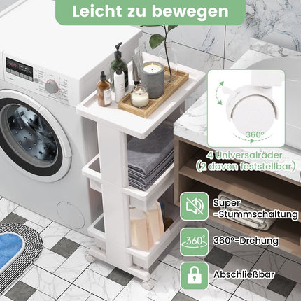 3patrový vozík se stolovou deskou a aretovatelnými kolečky, plastový vozík