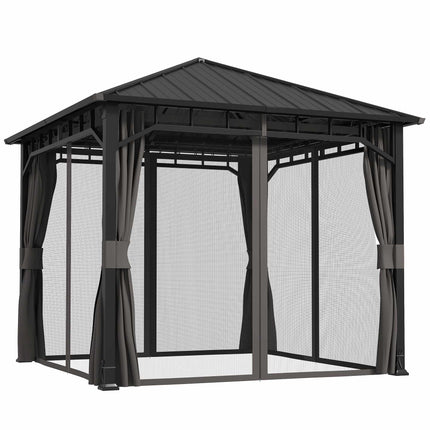 3x3 Gazebo with Galvanized Roof and Curtains