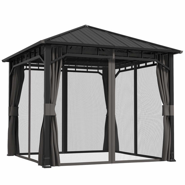 3x3 Pavillon mit verzinktem Dach und Vorhängen
