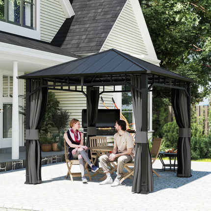 3x3 Gazebo with Galvanized Roof and Curtains