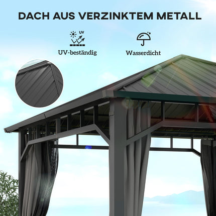 3x3 Gazebo with Galvanized Roof and Curtains