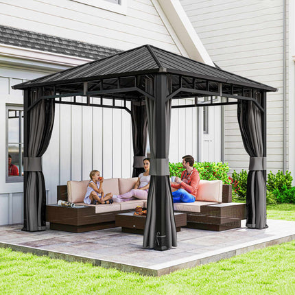 3x3 Gazebo with Galvanized Roof and Curtains