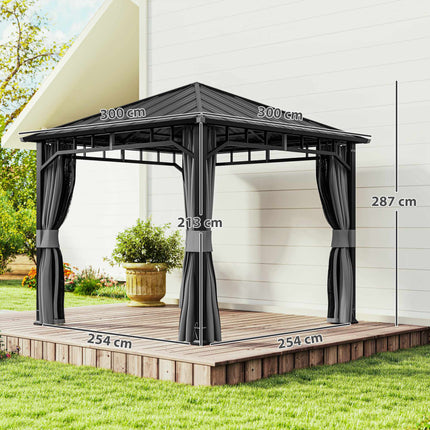 3x3 Gazebo with Galvanized Roof and Curtains