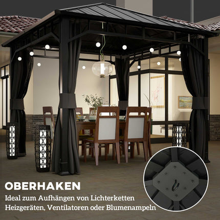 3x3 Gazebo with Galvanized Roof and Curtains
