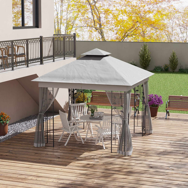 3x3 Pavillon mit doppeltem Dach, wasserabweisendes Polyester