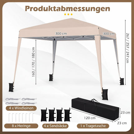 3x3m Adjustable Waterproof Canopy Tent for Camping