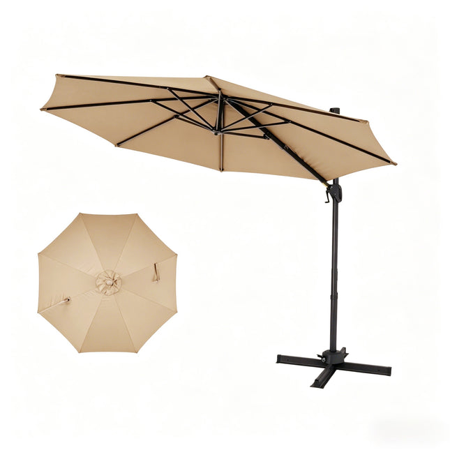 3x3m Ampelschirm, 360° drehbar, Beige