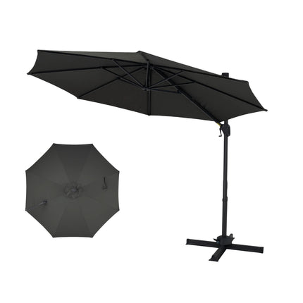 3x3m Cantilever Patio Umbrella, 360 Tilt, Crank, Grey
