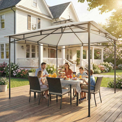 3x3m Gartenpavillon, wasserabweisend, Doppeldach, Creme
