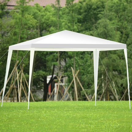 3x3m Outdoor Canopy Tent with Stakes & Ropes, White